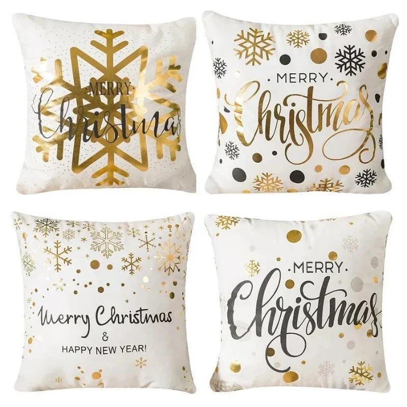 Lot de 4 Housses de Coussin de Noël – Housses de Coussins Décoratives