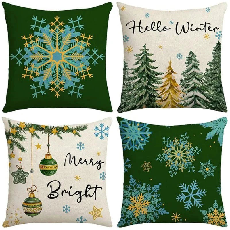 Lot de 4 Housses de Coussin de Noël – Housses de Coussins Décoratives
