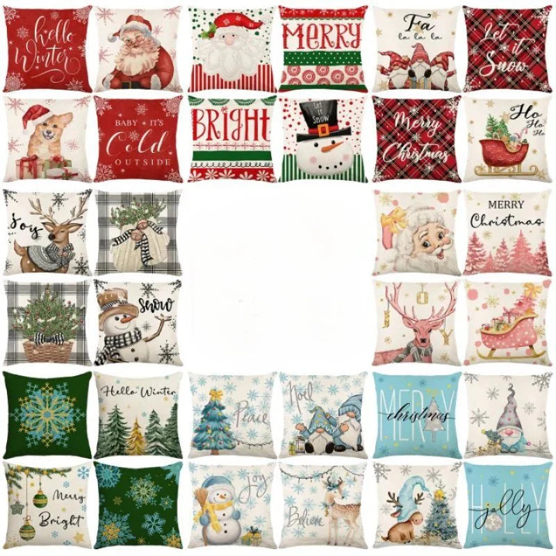 Lot de 4 Housses de Coussin de Noël – Housses de Coussins Décoratives