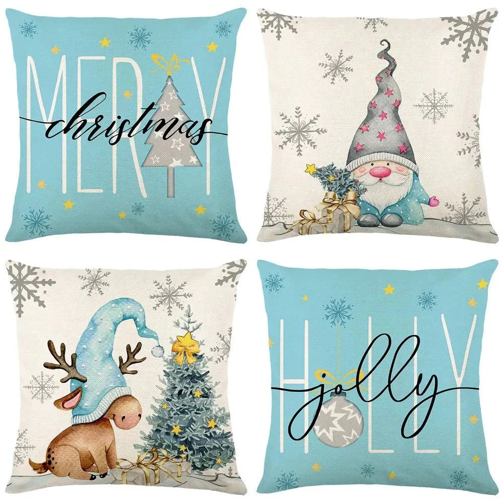 Lot de 4 Housses de Coussin de Noël – Housses de Coussins Décoratives