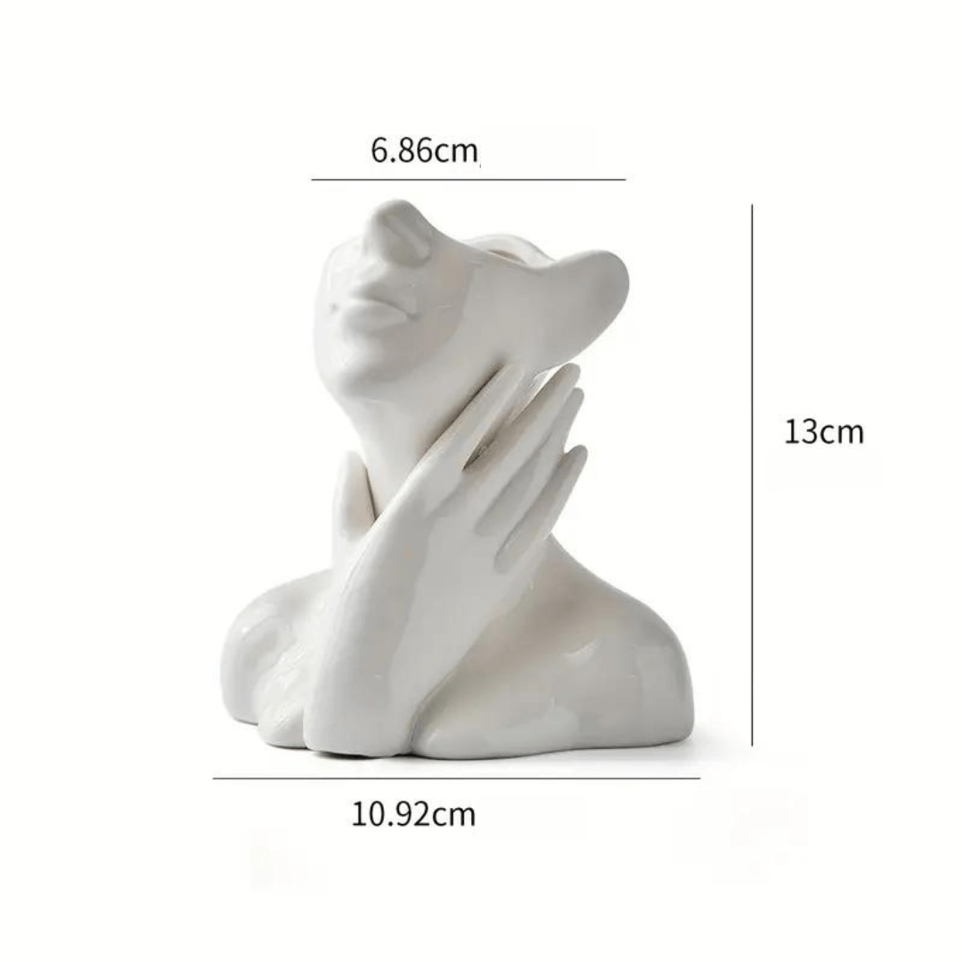 Vase en Céramique Visage Abstrait pour Fleurs et Décoration Intérieure