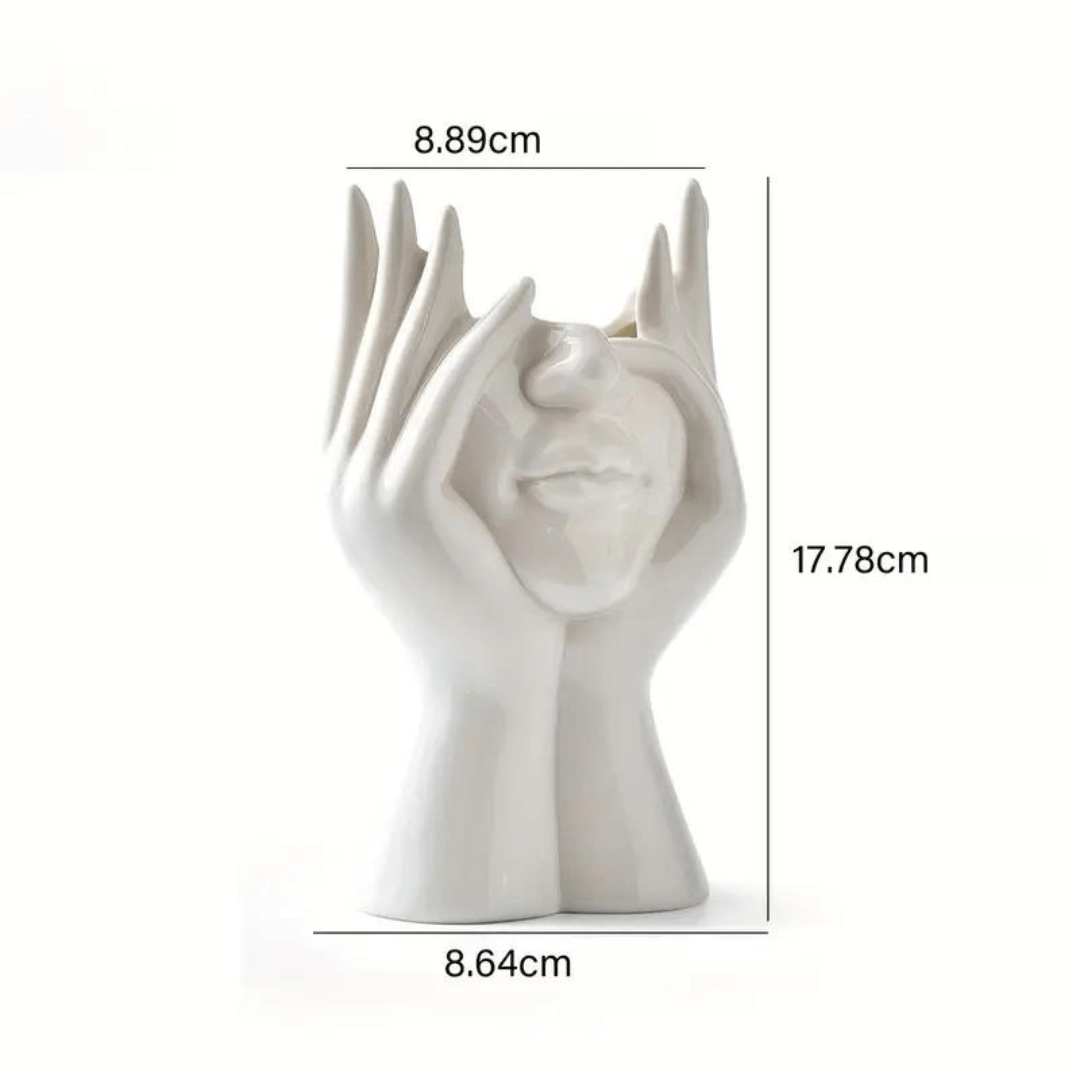 Vase en Céramique Visage Abstrait pour Fleurs et Décoration Intérieure