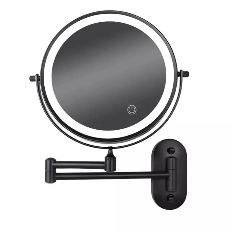 Miroir LED rechargeable noir – Idéal pour le maquillage et la salle de bain