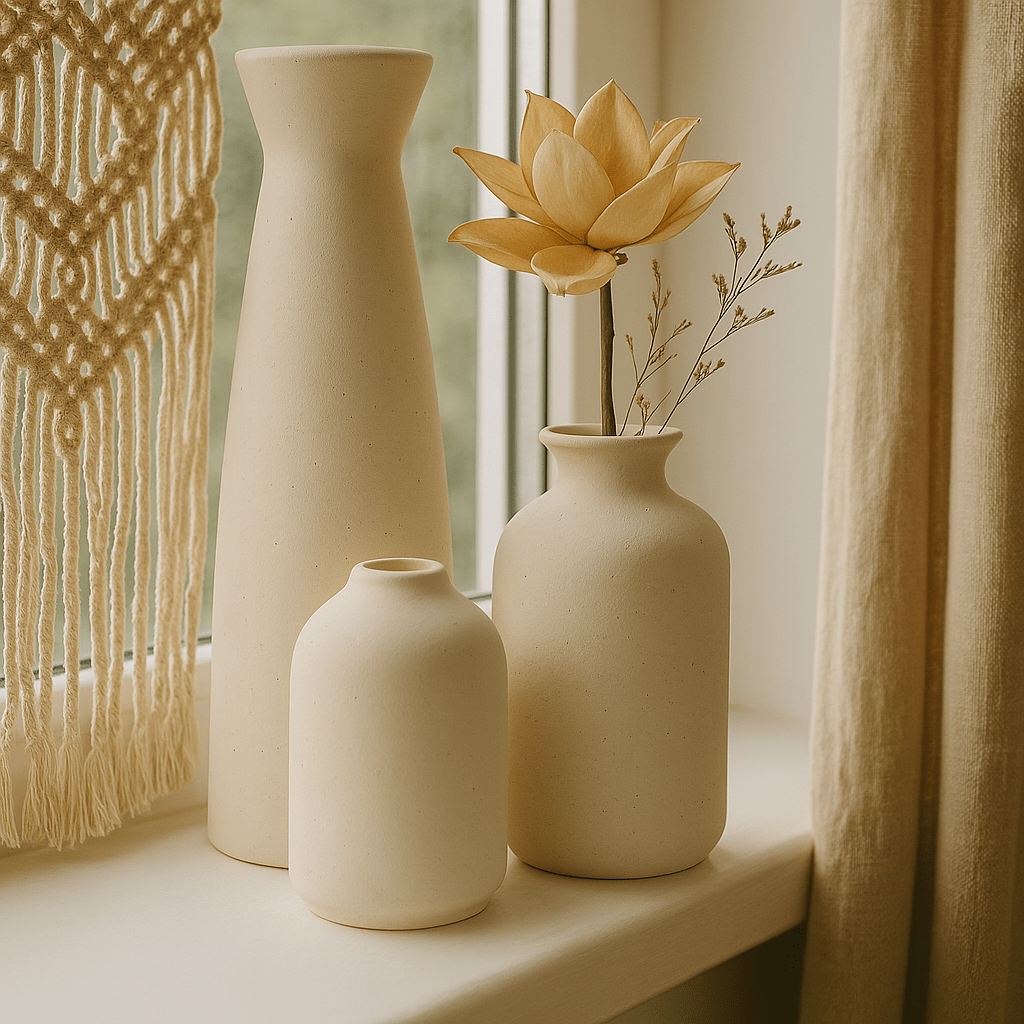Ensemble de Vases à Fleurs en Céramique Boho – Faits à la Main