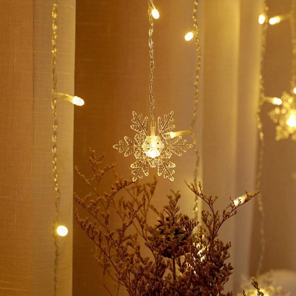 Guirlandes lumineuses LED en forme de flocons de neige