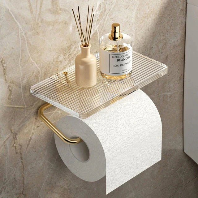 Porte-papier toilette en acrylique transparent avec cadre en métal