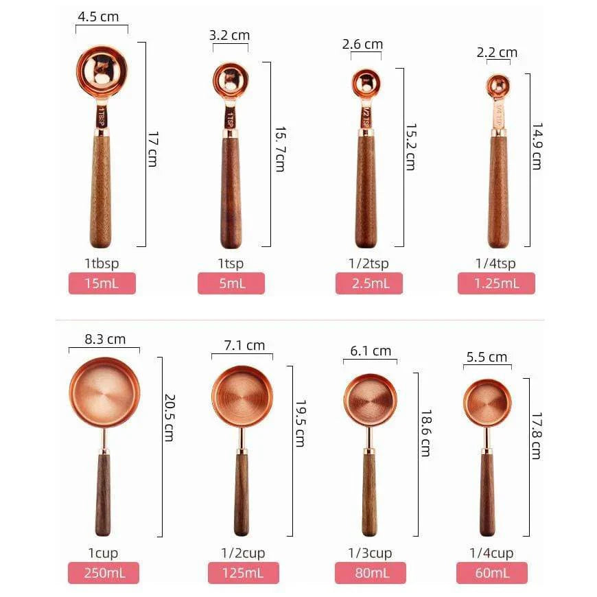 Set de Mesures en Cuivre – Ustensiles de Cuisine de Luxe Cuivrés