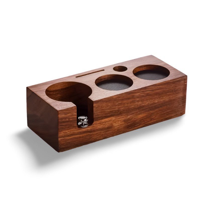 Station de tassage pour espresso - Support en bois pour porte-filtre