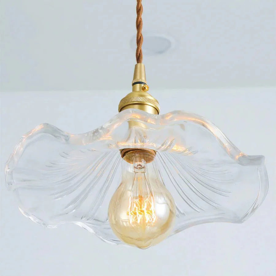 Suspension en verre ondulé fleur d’hibiscus