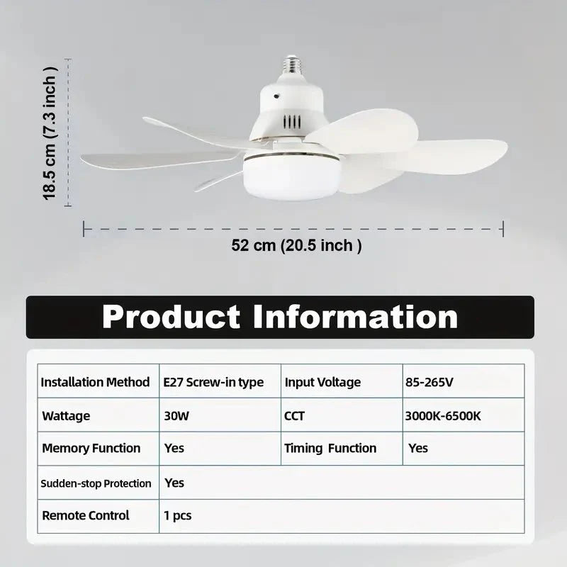 Ventilateur de Plafond LED avec Télécommande – Installation Sans Câblage