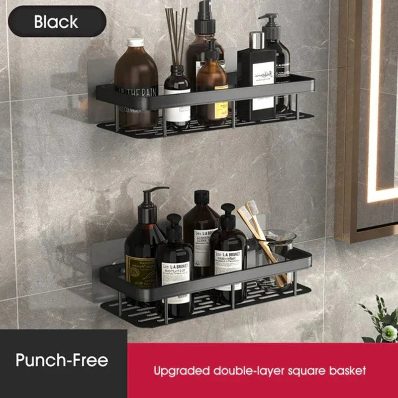 Étagère d’angle de salle de bain sans perçage – Rangement élégant et pratique pour la douche