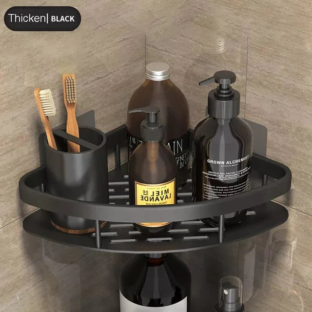 Étagère d’angle de salle de bain sans perçage – Rangement élégant et pratique pour la douche