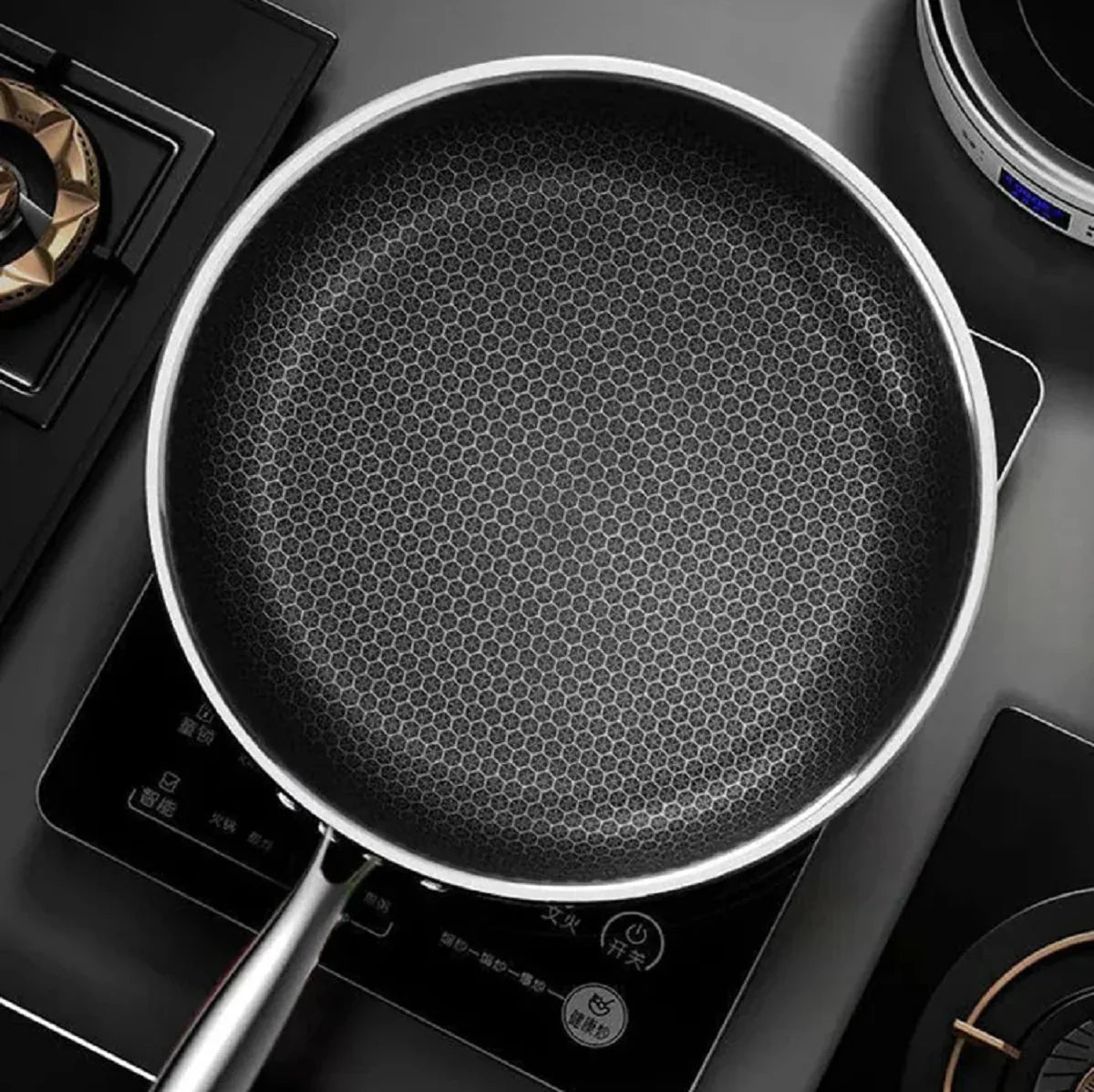 Wok Antiadhésif Premium à Motif Nid d’Abeille – Acier Inoxydable Idéal pour Sautés