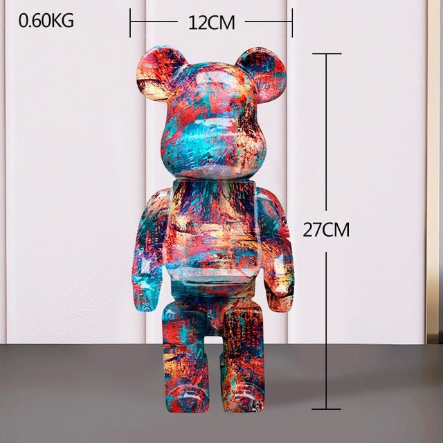 Sculpture d’ours en résine avec design graffiti et art de rue