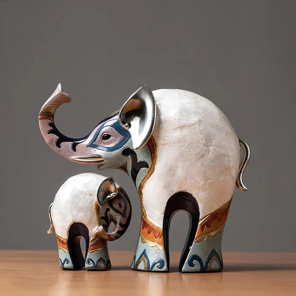 Ensemble de 2 Figurines d’Éléphants – Décoration Animalière