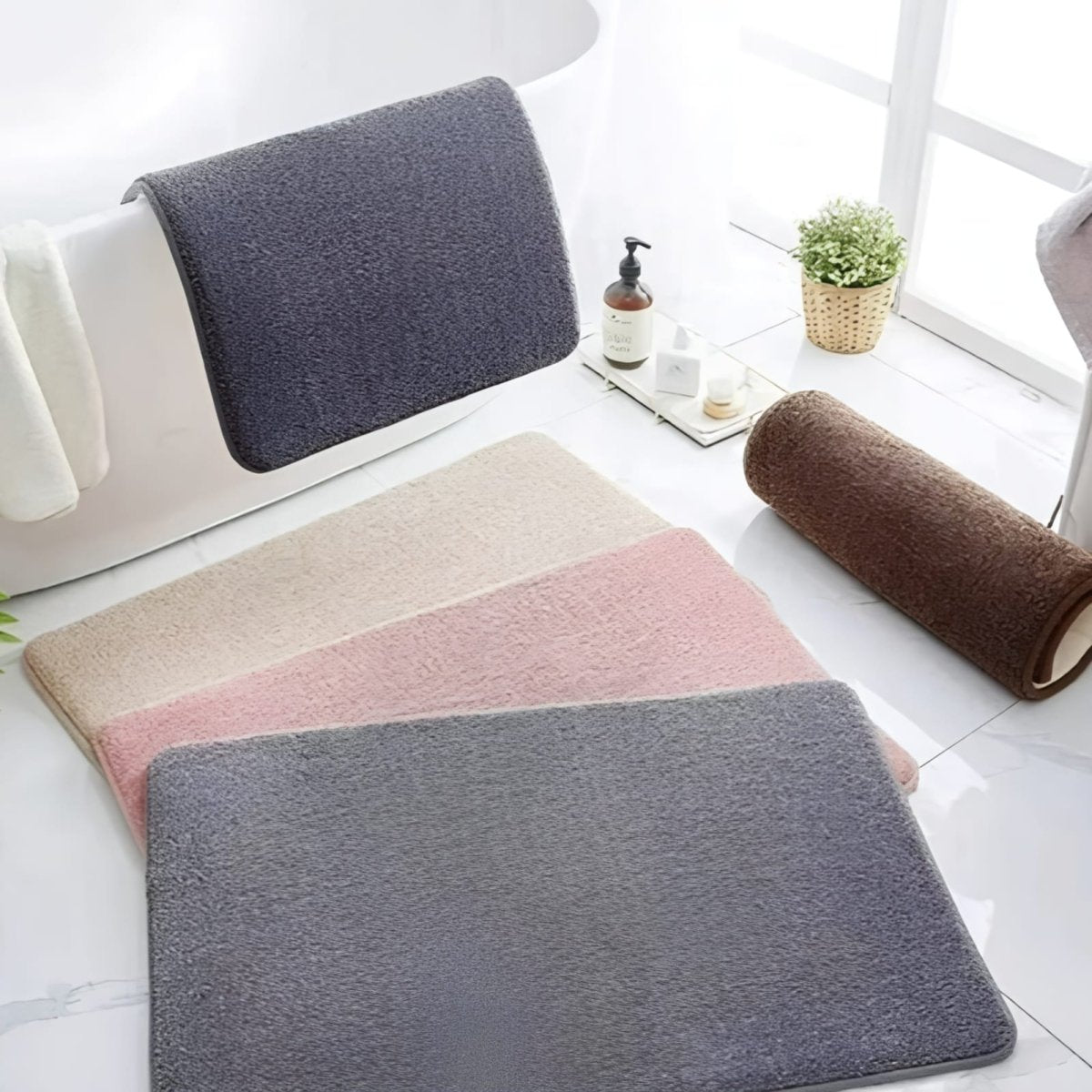 Tapis de bain en velours super absorbant antidérapant