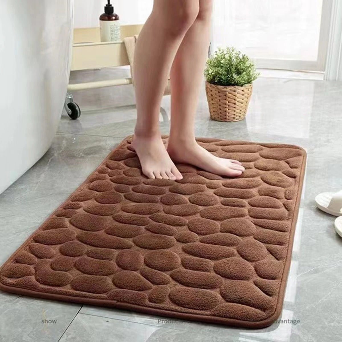 Tapis de bain 3D antidérapant avec design absorbant à séchage rapide