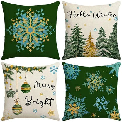 Lot de 4 Housses de Coussin de Noël – Housses de Coussins Décoratives