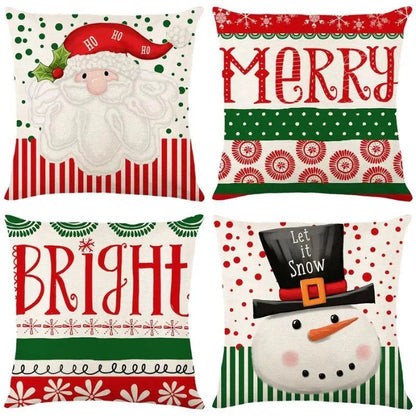 Lot de 4 Housses de Coussin de Noël – Housses de Coussins Décoratives
