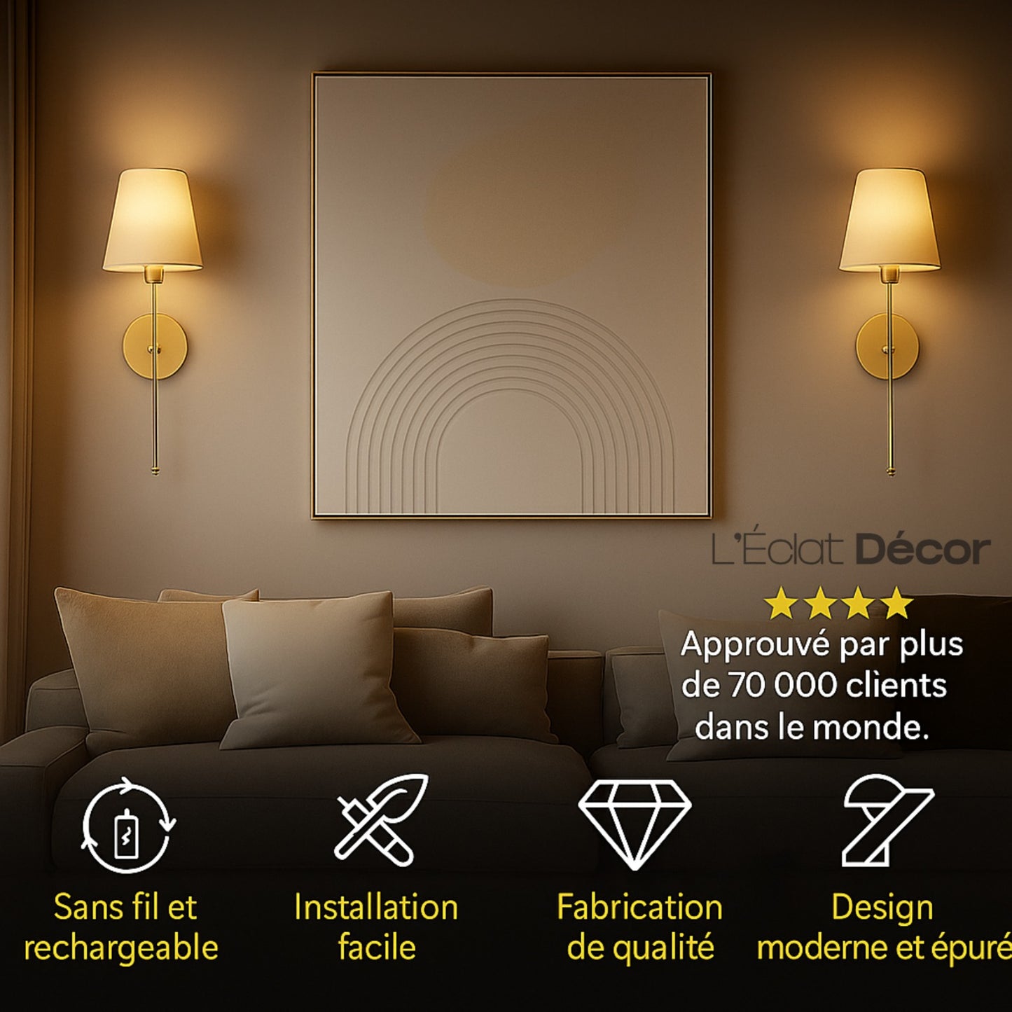 Lampes Murales LED Sans Fil (Lot de 2 ou 4 unités)