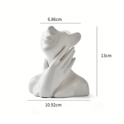 Vase en Céramique Visage Abstrait pour Fleurs et Décoration Intérieure