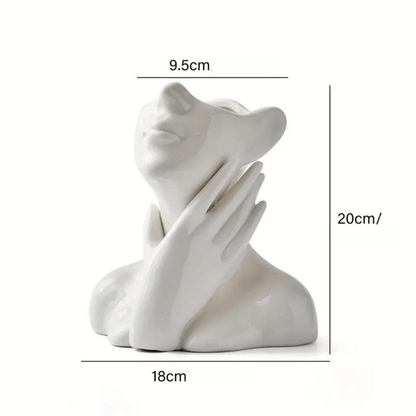Vase en Céramique Visage Abstrait pour Fleurs et Décoration Intérieure