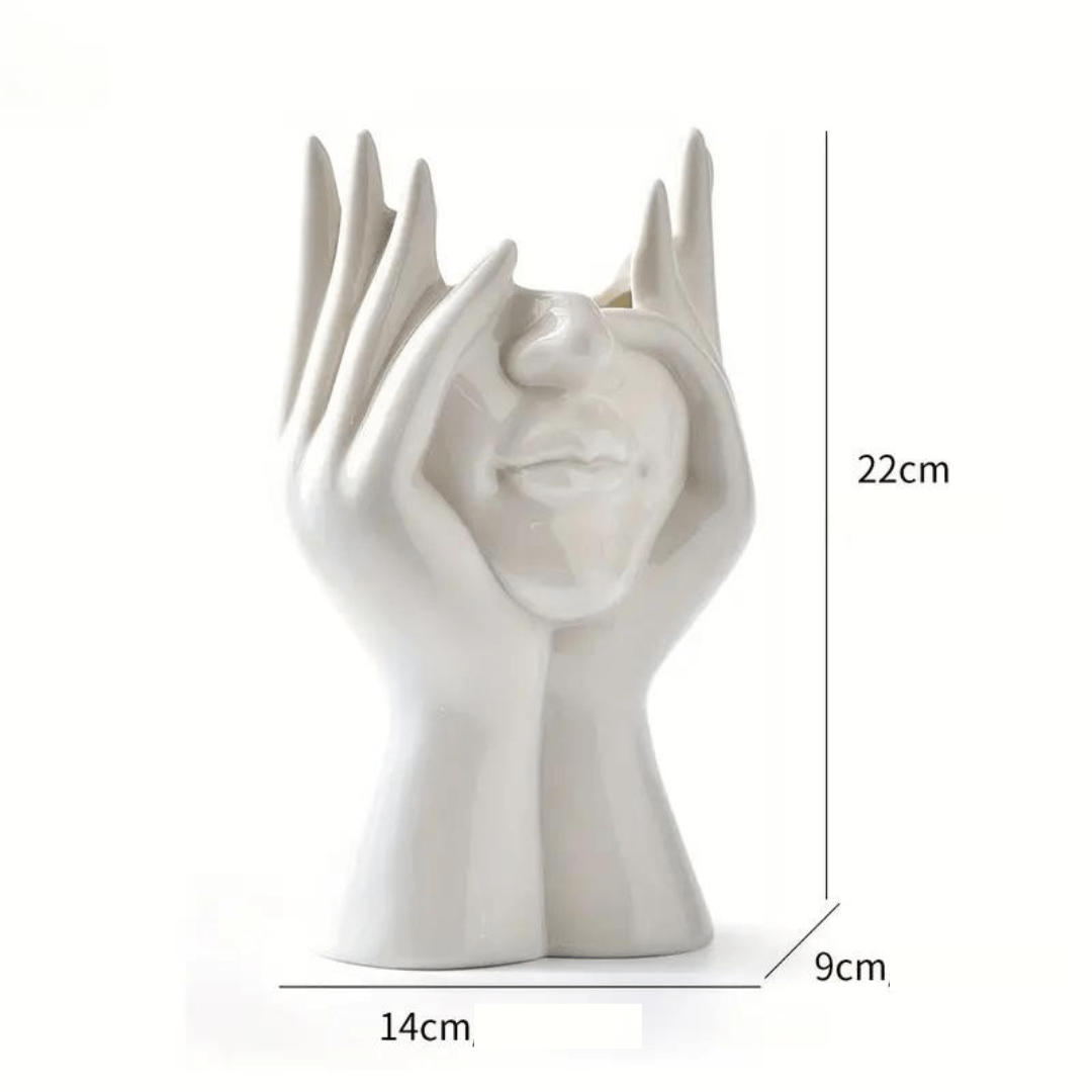 Vase en Céramique Visage Abstrait pour Fleurs et Décoration Intérieure