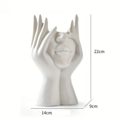 Vase en Céramique Visage Abstrait pour Fleurs et Décoration Intérieure