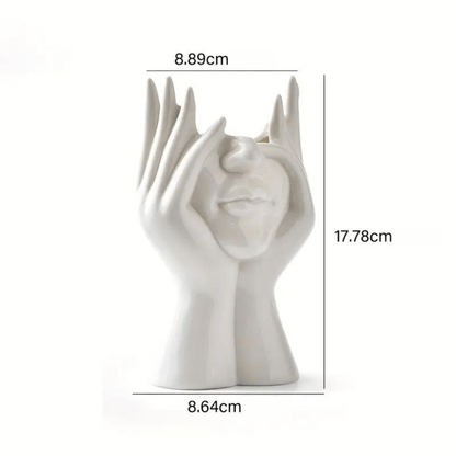 Vase en Céramique Visage Abstrait pour Fleurs et Décoration Intérieure