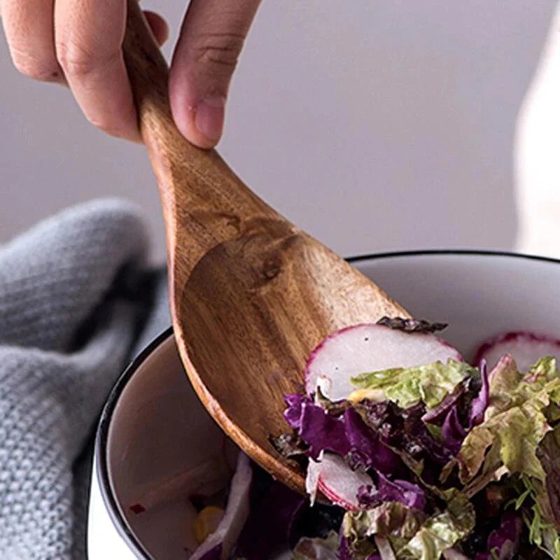 Set de service pour salade en bois d’acacia – Ustensiles de cuisine artisanaux