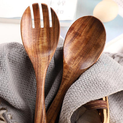 Set de service pour salade en bois d’acacia – Ustensiles de cuisine artisanaux