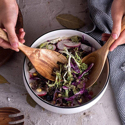 Set de service pour salade en bois d’acacia – Ustensiles de cuisine artisanaux