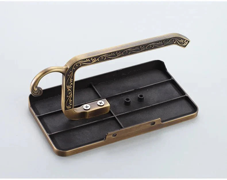 Porte-rouleau mural en bronze antique avec étagère
