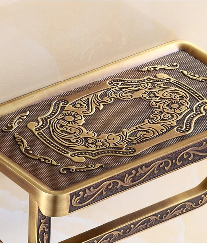 Porte-rouleau mural en bronze antique avec étagère