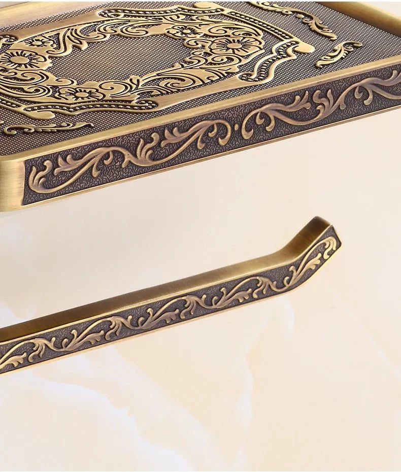 Porte-rouleau mural en bronze antique avec étagère