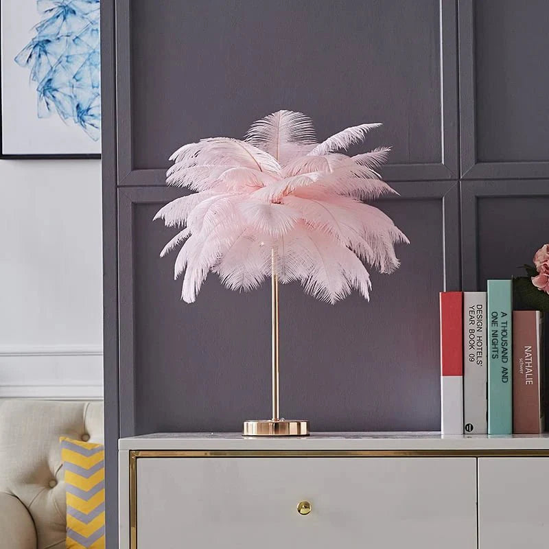 Lampe de table plume dorée Art Déco