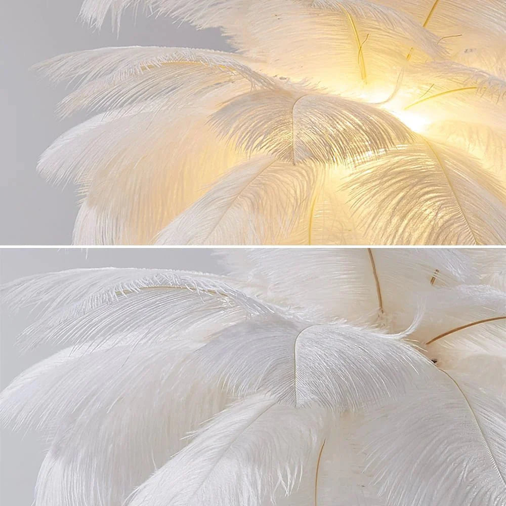 Lampe de table plume dorée Art Déco