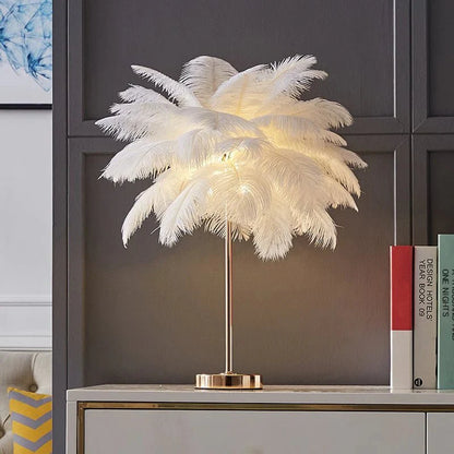 Lampe de table plume dorée Art Déco