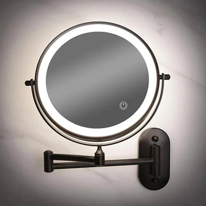 Miroir LED rechargeable noir – Idéal pour le maquillage et la salle de bain