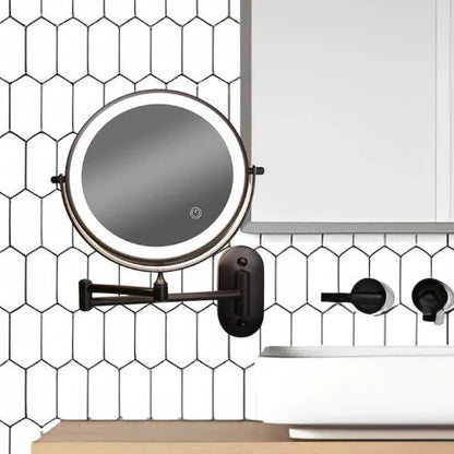 Miroir LED rechargeable noir – Idéal pour le maquillage et la salle de bain