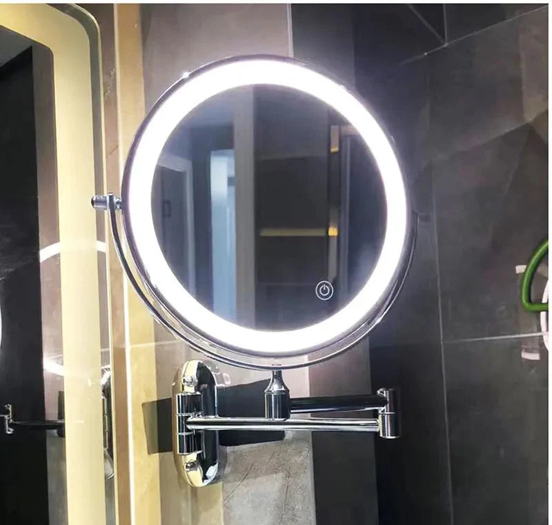 Miroir LED rechargeable noir – Idéal pour le maquillage et la salle de bain