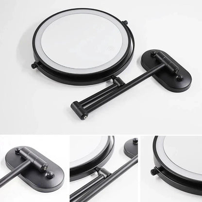 Miroir LED rechargeable noir – Idéal pour le maquillage et la salle de bain