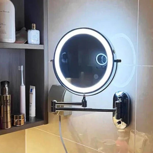 Miroir LED rechargeable noir – Idéal pour le maquillage et la salle de bain