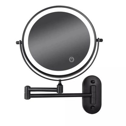 Miroir LED rechargeable noir – Idéal pour le maquillage et la salle de bain
