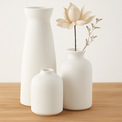 Ensemble de Vases à Fleurs en Céramique Boho – Faits à la Main