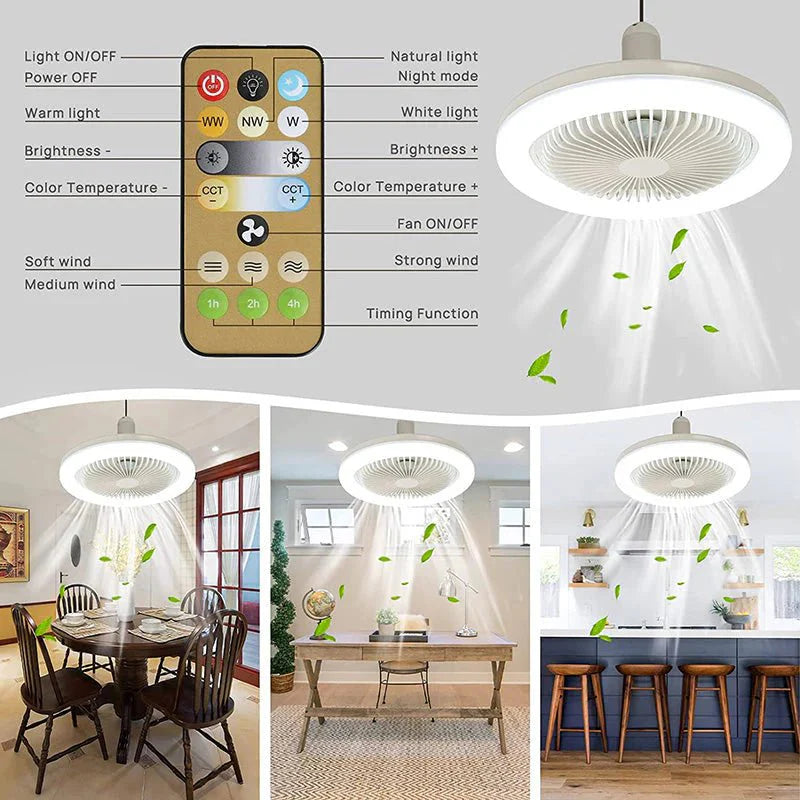 Ventilateur de Plafond avec Lumière LED – Design à Vis et Télécommande