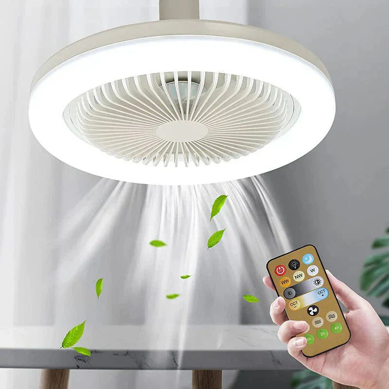 Ventilateur de Plafond avec Lumière LED – Design à Vis et Télécommande