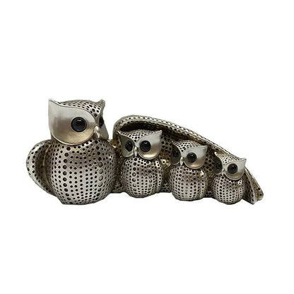 Figurine en Résine de la Famille de Chouettes Charmante – Symbole de Sagesse et d’Unité