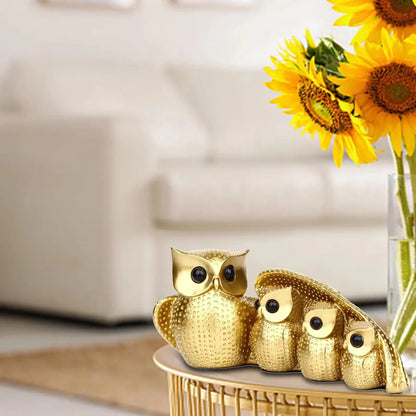 Figurine en Résine de la Famille de Chouettes Charmante – Symbole de Sagesse et d’Unité