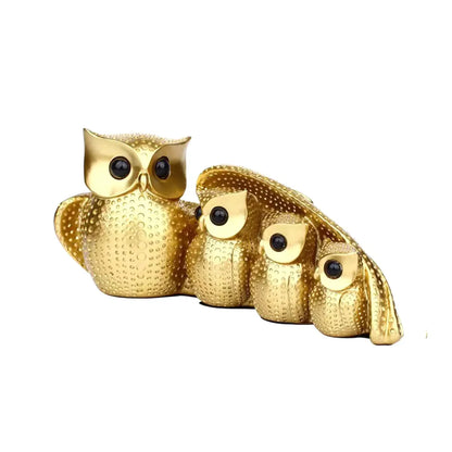 Figurine en Résine de la Famille de Chouettes Charmante – Symbole de Sagesse et d’Unité